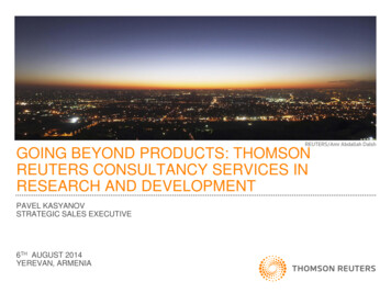 Going Beyond Products: Thomson Reuters Consultancy Services In Research .