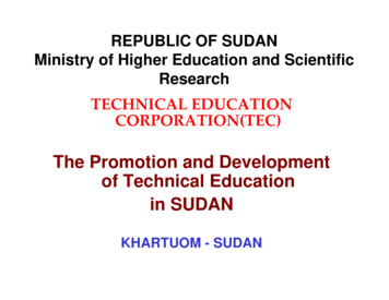 The Promotion And Development Of Technical Education In SUDAN