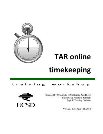 TAR Online Timekeeping - University Of California, San Diego