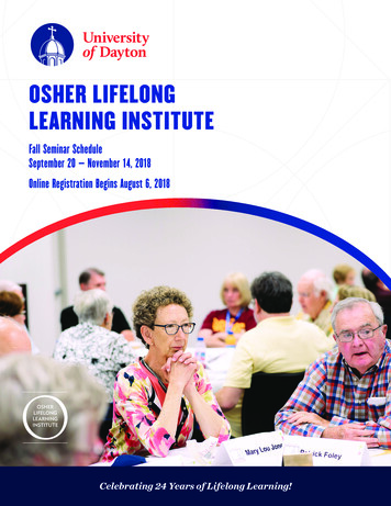OSHER LIFELONG LEARNING INSTITUTE - Udayton.edu