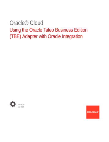 Using The Oracle Taleo Business Edition (TBE) Adapter With Oracle .