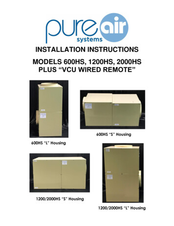 Installation Instructions Models 600hs, 1200hs, 2000hs Plus 