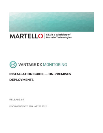 Vantage DX Monitoring Installation Guide On-Premises Deployments