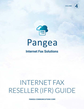 INTERNET FAX RESELLER (IFR) GUIDE - Pangea