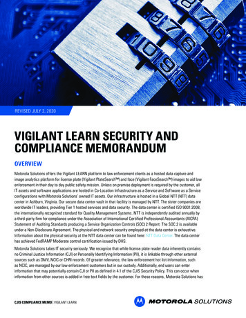 Vigilant Learn Security And Compliance Memorandum - Motorola