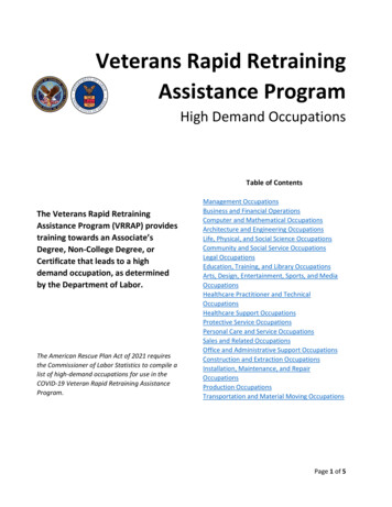 Veterans Rapid Retraining Assistance Program High Demand Occupations