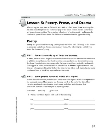 Lesson 5: Poetry, Prose, And Drama