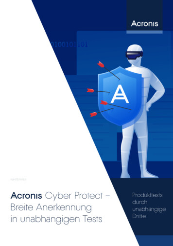 Acronis Cyber Protect - Breite Anerkennung In Unabhängigen Tests