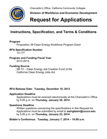 Division Of Workforce And Economic Development Request For . - Cccco.edu