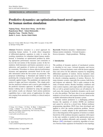 Predictive Dynamics: An Optimization-based Novel Approach For Human .