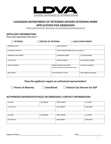 Louisiana Department Of Veterans Affairs Veterans Home Application For .