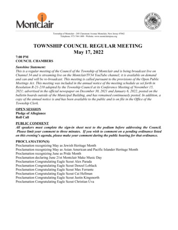 TOWNSHIP COUNCIL REGULAR MEETING May 17, 2022