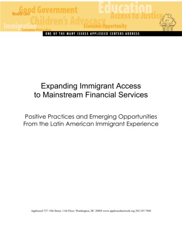 Expanding Immigrant Access To Mainstream Financial Services