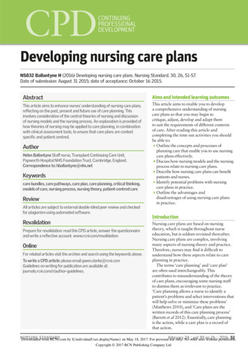 Developing Nursing Care Plans - HSCNI