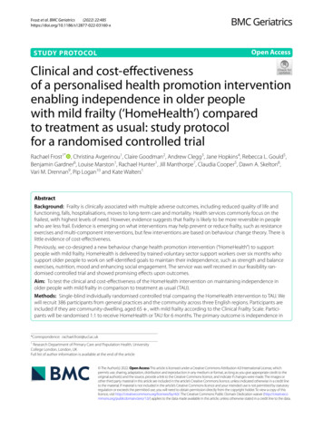 Clinical And Cost-effectiveness Of A Personalised Health Promotion .