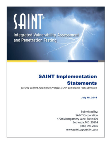 SAINT Implementation Statements - NIST