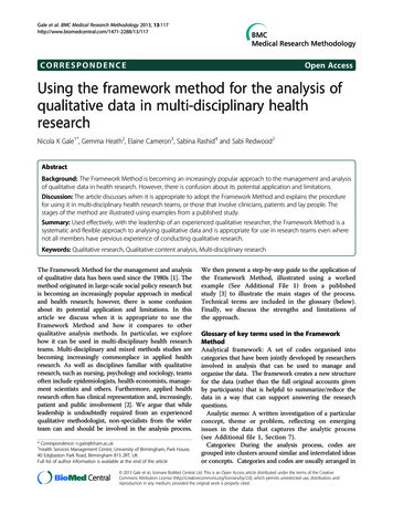 CORRESPONDENCE Open Access Using The Framework Method For The Analysis .
