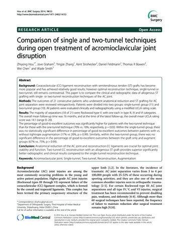 RESEARCH ARTICLE Open Access Comparison Of Single And Two-tunnel .