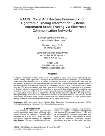 NATIS: Novel Architecture Framework For Algorithmic Trading . - CONISAR