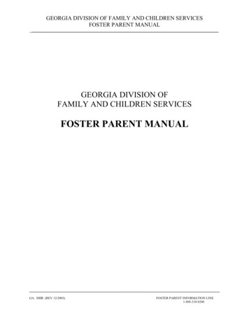 FOSTER PARENT MANUAL - Georgia Department Of Human Services