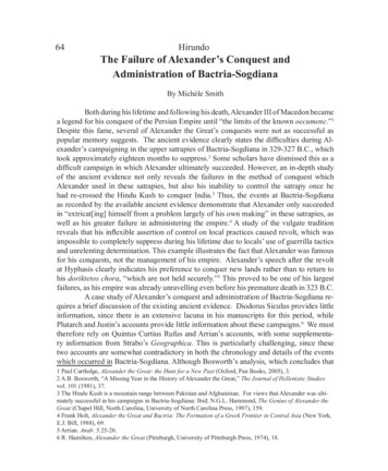 Hirundo The Failure Of Alexander's Conquest And Administration Of .