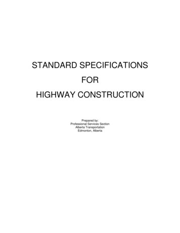 STANDARD SPECIFICATIONS FOR HIGHWAY CONSTRUCTION - Alberta