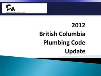 2012 British Columbia Plumbing Code Update - RDN