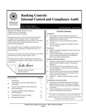 Banking Controls Internal Control And Compliance Audit