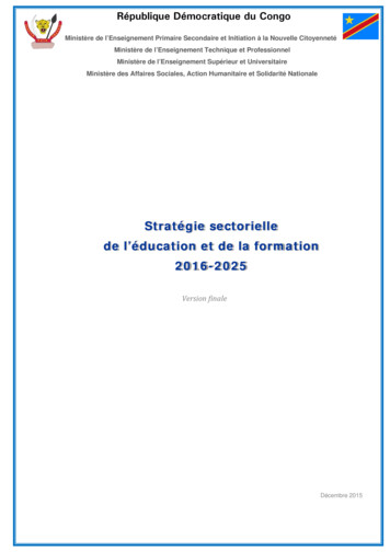 Stratégie Sectorielle De L'éducation Et De La Formation 2016-2025