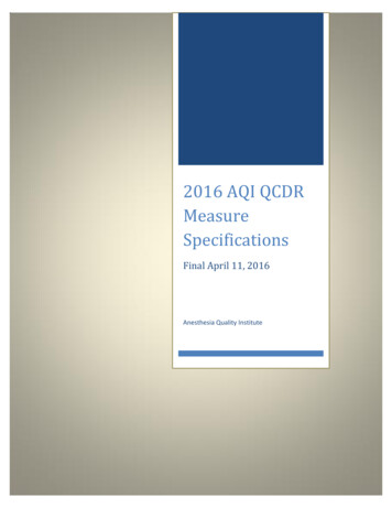 2016 AQI QCDR Measure Specifications - Aqihq 