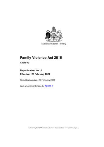 Family Violence Act 2016 - ACT Legislation Register