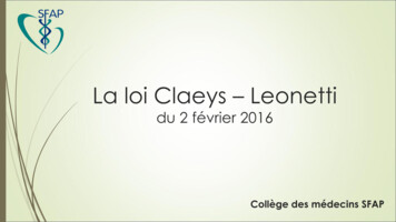 La Loi Claeys Leonetti - SFAP