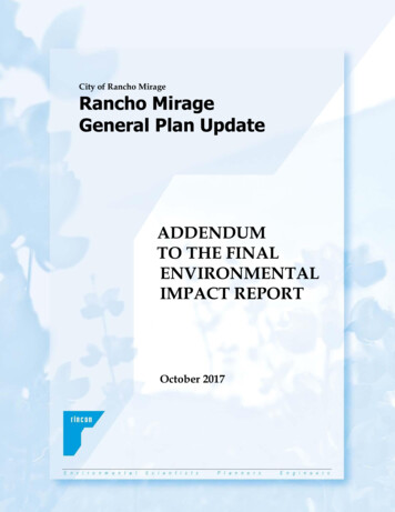 City Of Rancho Mirage Rancho Mirage General Plan Update