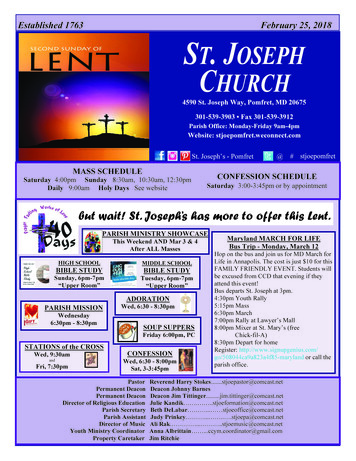 Established 1763 February 25, 2018 ST. JOSEPH CHURCH - Parishes Online