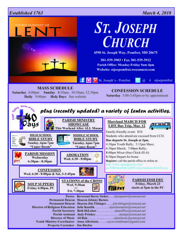 Established 1763 March 4, 2018 ST. JOSEPH CHURCH - Parishes Online
