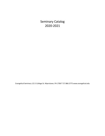 Seminary Catalog 2020-2021 - Evangelical Seminary