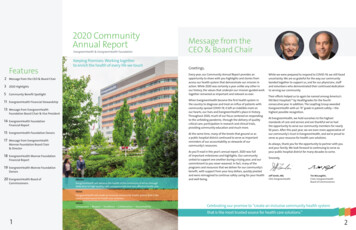 2020 Community Annual Report Message From The CEO . - EvergreenHealth