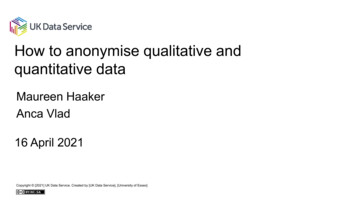How To Anonymise Qualitative And Quantitative Data