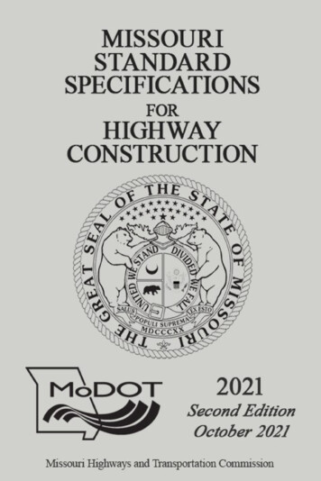 2021 Missouri Standard Specifications For Highway Construction