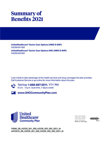 Summary Of Benefits 2021 - Uhccommunityplan 