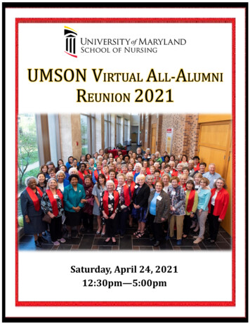 UMSON VIRTUAL ALUMNI REUNION 2021 - University Of Maryland, Baltimore