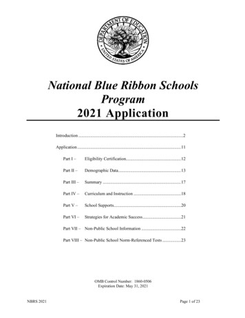 National Blue Ribbon Schools Program 2021 Application