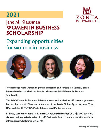 Jane M. Klausman WOMEN IN BUSINESS SCHOLARSHIP - Zonta International
