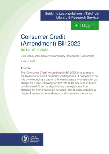 Consumer Credit (Amendment) Bill 2022 - Dáil Éireann