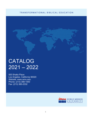 CATALOG 2021 - 2022 - World Mission University