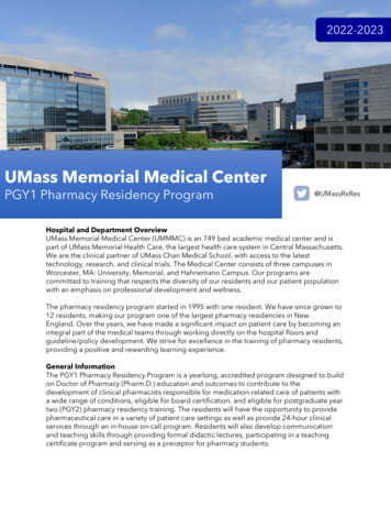 PGY1 Pharmacy Residency Program - UMass Memorial Health