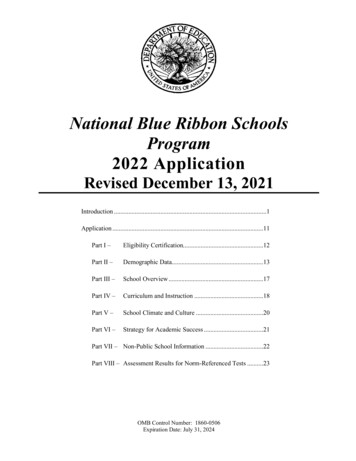 National Blue Ribbon Schools Program 2022 Application (PDF) - Ed