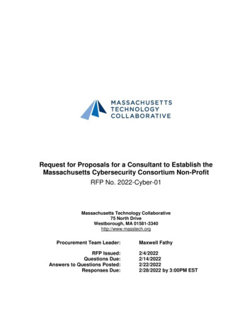 Request For Proposals For A Consultant To Establish The Massachusetts .