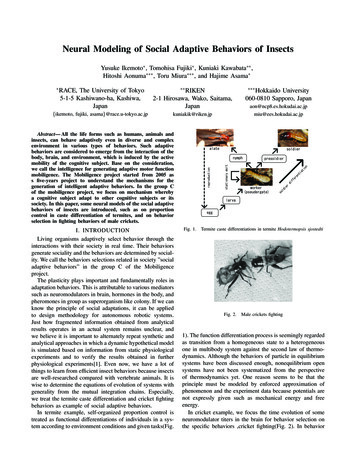 Neural Modeling Of Social Adaptive Behaviors Of Insects - 東京大学