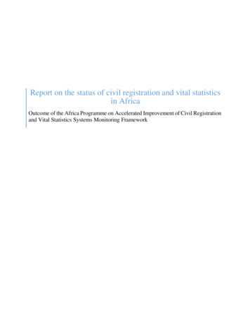 Report On The Status Of Civil Registration And Vital Statistics In Africa